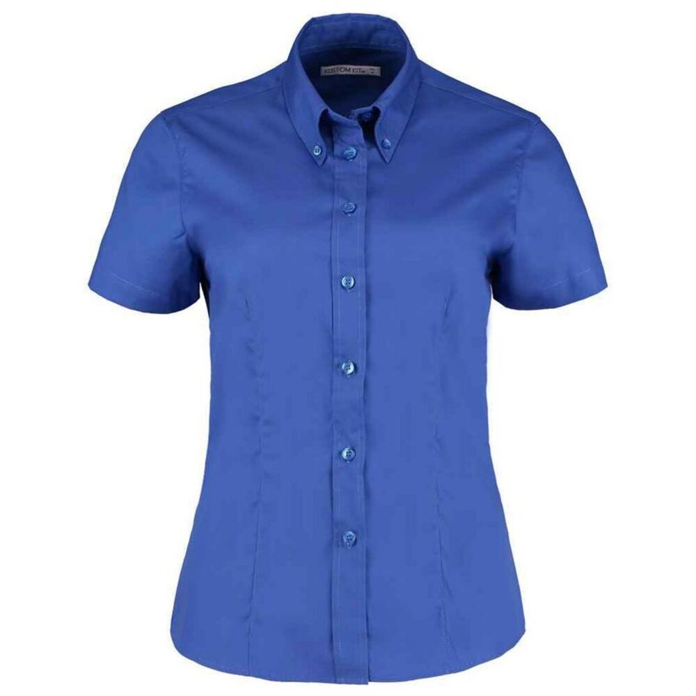 Kustom Kit Womens/Ladies  Oxford Tailored Short-Sleeved Shirt / Royal Blue